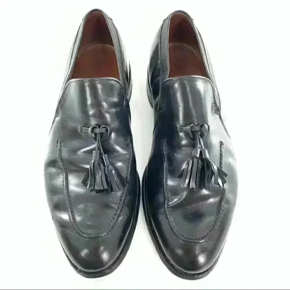 Allen Edmonds Ethan size 9.5 black leather vintage 90s slip on tassel loafers